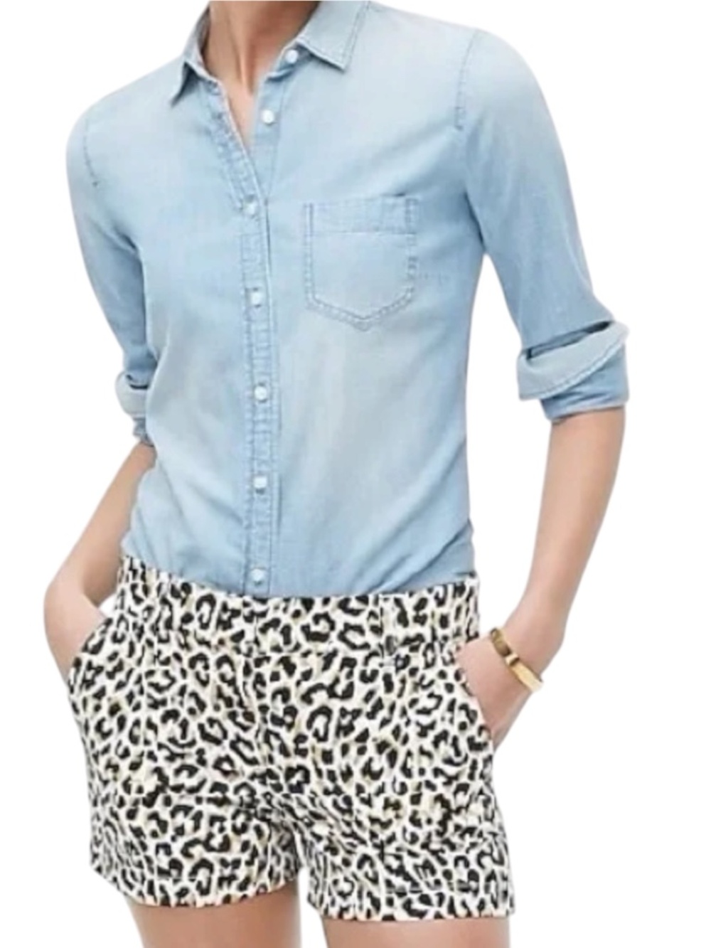 J Crew Stretch Shorts - Blue White Size 2